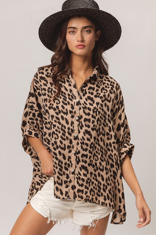 Leopard Print Dolman Top-Shirts & Tops-BiBi-Leopard-Small-Inspired Wings Fashion
