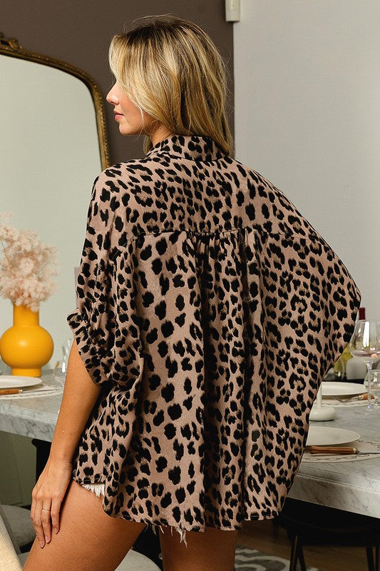 Leopard Print Dolman Top-Shirts & Tops-BiBi-Leopard-Small-Inspired Wings Fashion