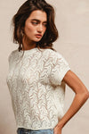 Pointelle Open Knit Top-Shirts & Tops-BiBi-Ivory-Small-Inspired Wings Fashion