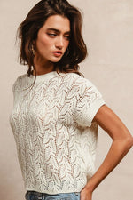 Pointelle Open Knit Top-Shirts & Tops-BiBi-Ivory-Small-Inspired Wings Fashion