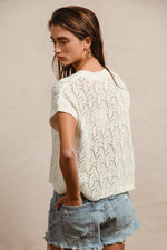 Pointelle Open Knit Top-Shirts & Tops-BiBi-Ivory-Small-Inspired Wings Fashion