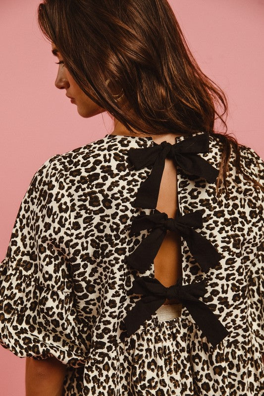 Denim Leopard Back Tie Dress-Dress-Bibi-Off White Leopard-Small-Inspired Wings Fashion