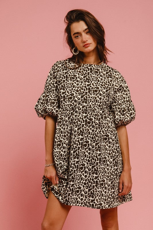 Denim Leopard Back Tie Dress-Dress-Bibi-Off White Leopard-Small-Inspired Wings Fashion