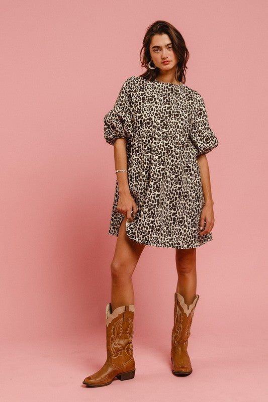 Denim Leopard Back Tie Dress-Dress-Bibi-Off White Leopard-Small-Inspired Wings Fashion