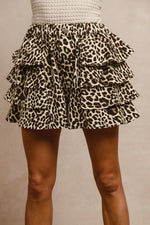Leopard Denim Ruffle Shorts-Shorts-Bibi-Leopard-Small-Inspired Wings Fashion
