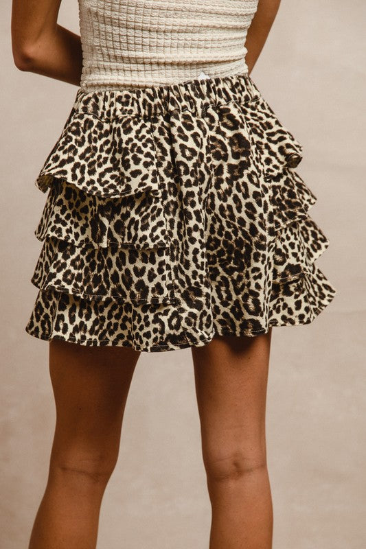 Leopard Denim Ruffle Shorts-Shorts-Bibi-Leopard-Small-Inspired Wings Fashion