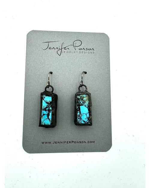 Turquoise Matrix Earrings-Earrings-Jennifer Ponson-Inspired Wings Fashion