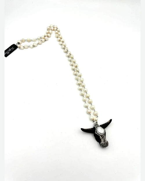 Pearl and Steer Necklace-Necklaces-Jennifer Ponson-Inspired Wings Fashion