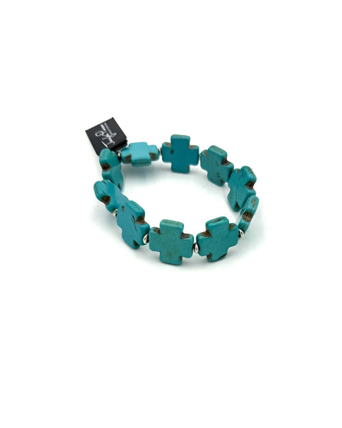 Turquoise Cross Bracelet-Bracelets-Jennifer Ponson-Small-Inspired Wings Fashion