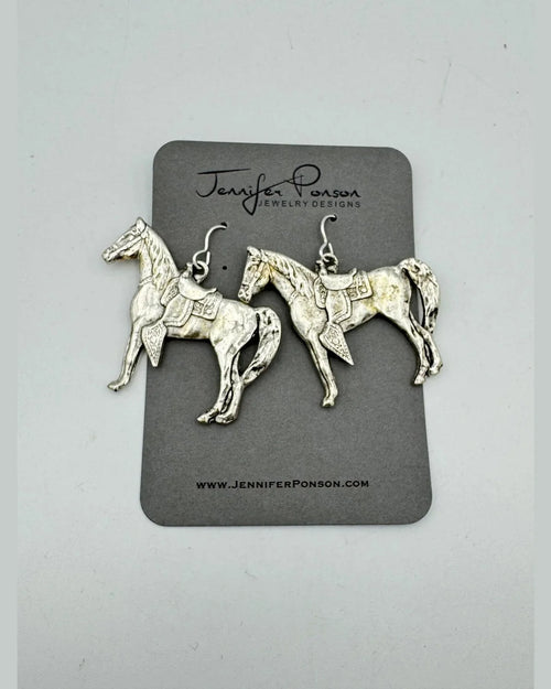 Pewter Horse Earrings-Earrings-Jennifer Ponson-Inspired Wings Fashion