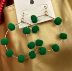Pom Pom Earrings-Earrings-Suzie Q USA-Green-Inspired Wings Fashion