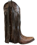 Brown Brick Fringes Snip Toe Boot-Boots-Corral Boots-6-Inspired Wings Fashion