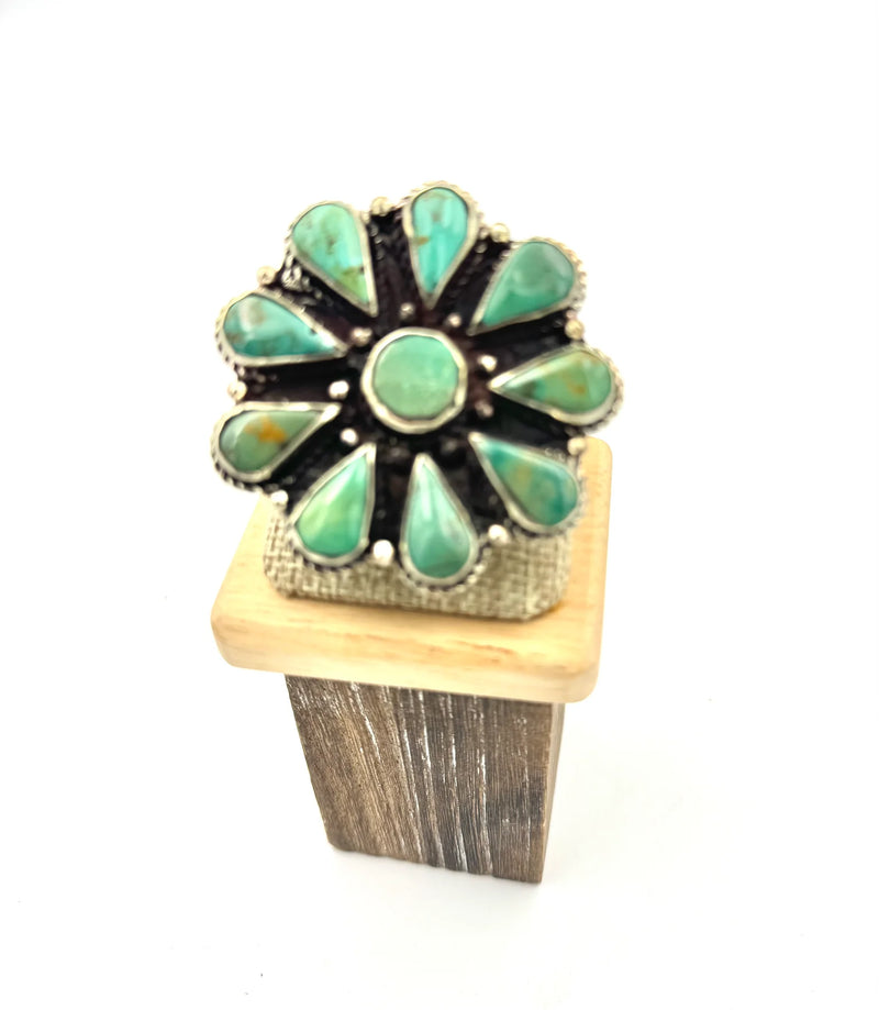 Turquoise Flower Ring-Rings-Jennifer Ponson-Inspired Wings Fashion