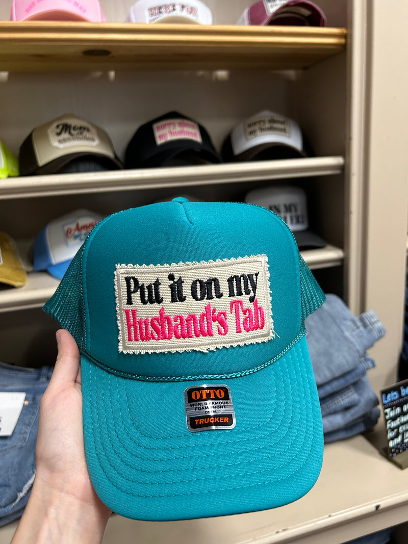 Husband's Tab Trucker Hat-hat-Lucky Girl Boutique-Teal-Inspired Wings Fashion