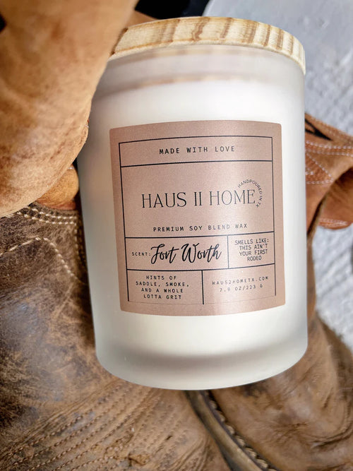 Fort Worth Medium Frosted Candle-Candles-Haus2HomeTX-Inspired Wings Fashion