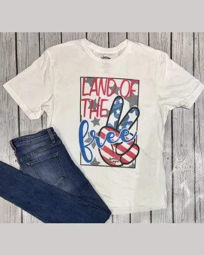 Land Of The Free Tee-T-Shirt-Bohemian Cowgirl-Small-Inspired Wings Fashion