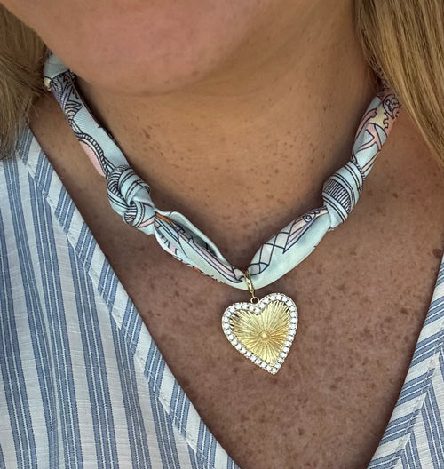 Knotted Scarf Heart Necklace-Necklaces-What's Hot Jewelry-Mint/Cream-Inspired Wings Fashion