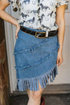 Asymmetrical Fringe Skirt-Skirts-Scully-Blue-Small-Inspired Wings Fashion