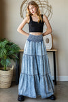 Washed Tiered Wide Pants-Pants-Oli & Hali-Small-Blue-Inspired Wings Fashion