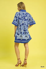 Scallop Tunic Dress-dress-Umgee-Blue-Small-Inspired Wings Fashion
