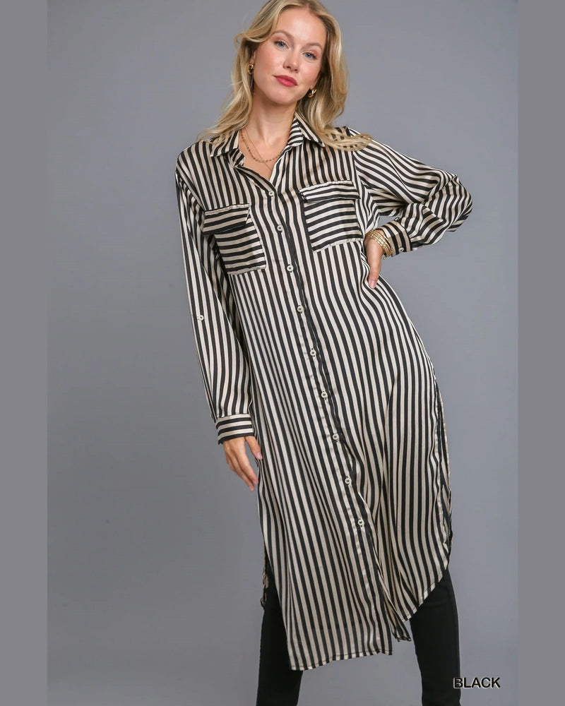 Striped button down clearance midi dress