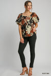 Abstract Round Neck Pleated Top-Shirts & Tops-Umgee-Rust Mix-Small-Inspired Wings Fashion