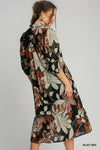 Floral Abstract Collard Tiered Dress-Dress-Umgee-Rust Mix-Small-Inspired Wings Fashion