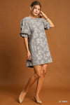 Corduroy Metallic Floral Mini Dress-Dresses-Umgee-Light Grey-Small-Inspired Wings Fashion