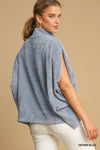 Pullover Soft Knit Pancho Top-Shirts & Tops-Umgee-Denim Blue-Small-Inspired Wings Fashion