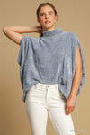 Pullover Soft Knit Pancho Top-Shirts & Tops-Umgee-Denim Blue-Small-Inspired Wings Fashion