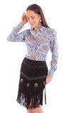 Studded Lamb Suede Fringe Skirt-Skirt-Scully-Black-XS-Inspired Wings Fashion