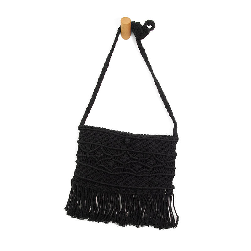 Macrame Fringe Crossbody Bag-Bag and Purses-Joy Susan-Black-Inspired Wings Fashion