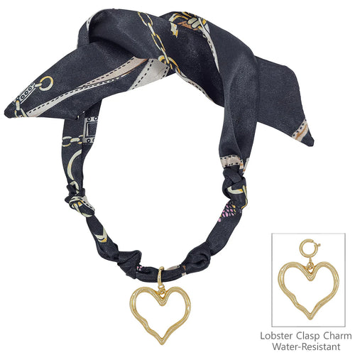 Knotted Scarf Open Heart Necklace-Necklaces-What's Hot Jewelry-Black-Inspired Wings Fashion