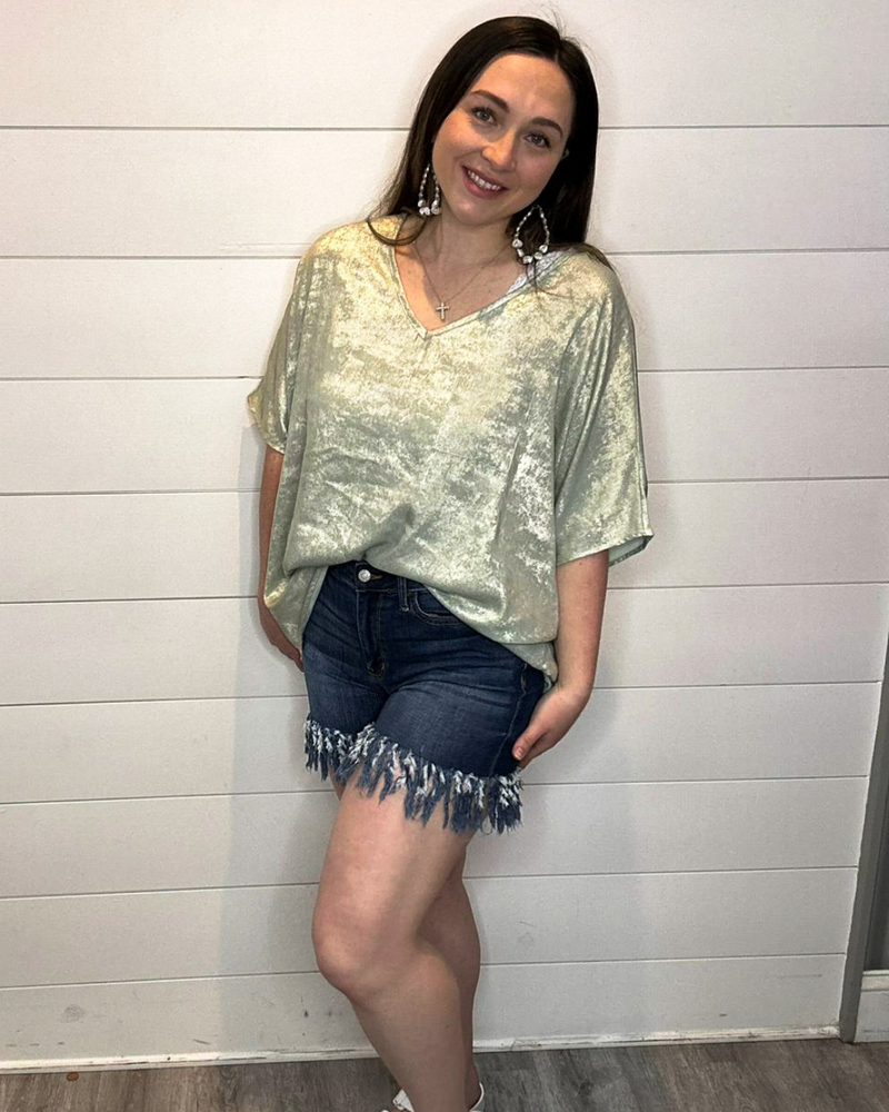 Metallic V-Neck Top-Shirts & Tops-Jodifl-Small-Sage-Inspired Wings Fashion