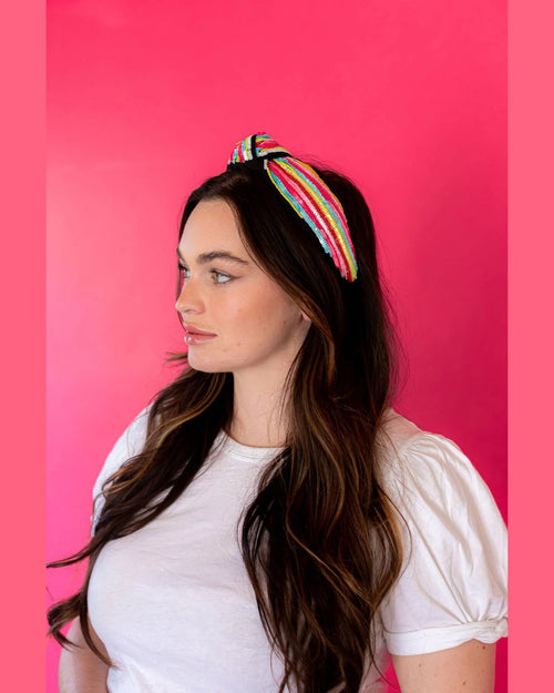 Sequin Knot Headband-Headbands-Golden Lily Wholesale-Rainbow-Inspired Wings Fashion