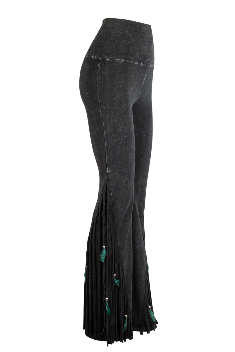 Distressed Flared Fringed Pants-Pants-Pat Dahnke-Small-Black-Inspired Wings Fashion