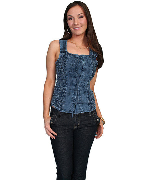 Lace Up Tank Top-Tops-Scully-Dark Blue-XS-Inspired Wings Fashion