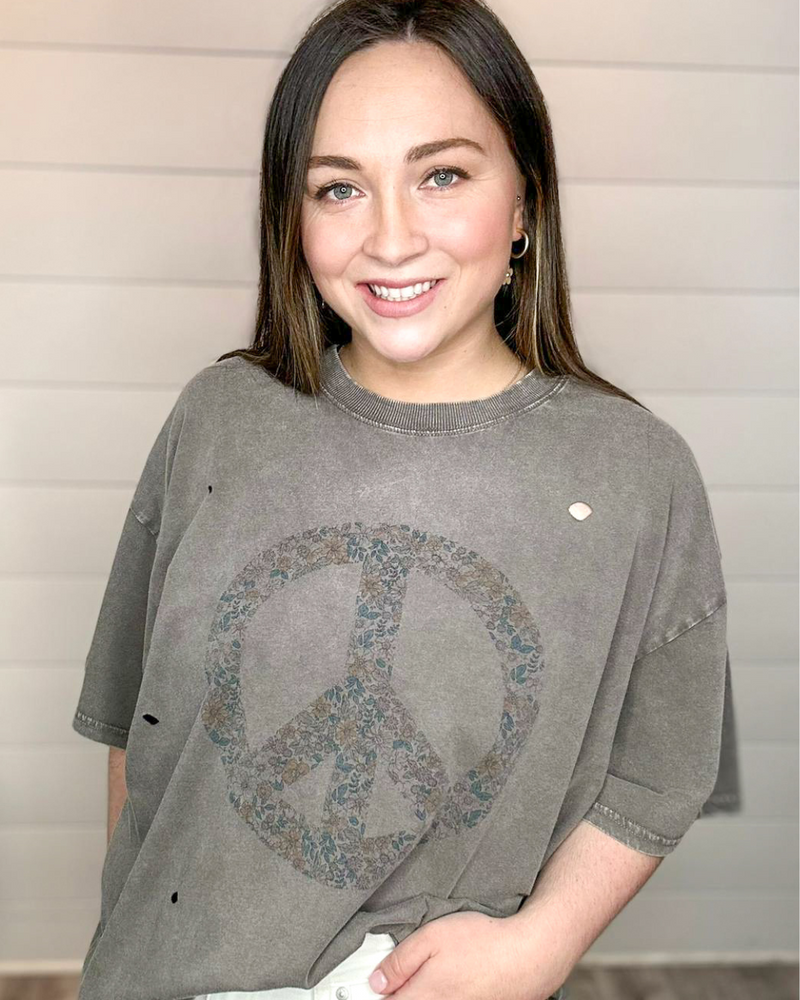 Peace Sign Tee-T-Shirt-Easel-Small-Ash-Inspired Wings Fashion