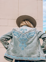 Beaded Denim Jacket-Jackets-Scully-Denim-Small-Inspired Wings Fashion