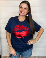 Red Patriotic Lips on Navy Tee-T-Shirt-Texas True Threads-Small-Navy-Inspired Wings Fashion