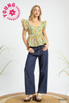 Ruffle Peplum Top-Top-Umgee-Pink-Small-Inspired Wings Fashion