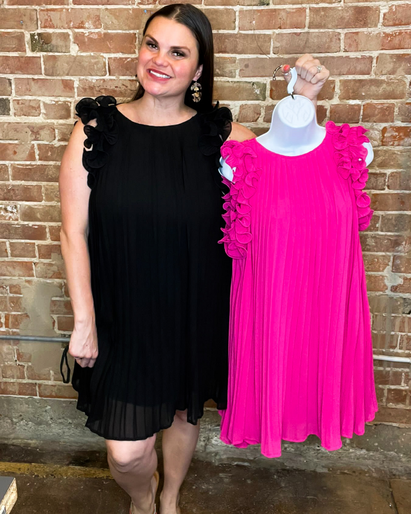 Solid Pleated Dress-Dress-Jodifl-Small-Pink-Inspired Wings Fashion