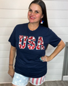USA Tee with Stars in Red Glitter-T-Shirt-Texas True Threads-Small-Navy-Inspired Wings Fashion