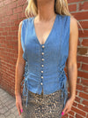 Lace Up Denim Vest-Vest-Scully-Blue-Small-Inspired Wings Fashion