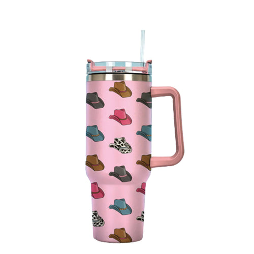 Pink Cowboy Tumbler-Tumblers-Front Porch-Inspired Wings Fashion