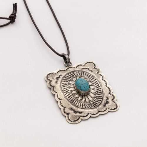 Scallop Turquoise Pendant-Pendant-J Alexander Rustic Silver-Inspired Wings Fashion