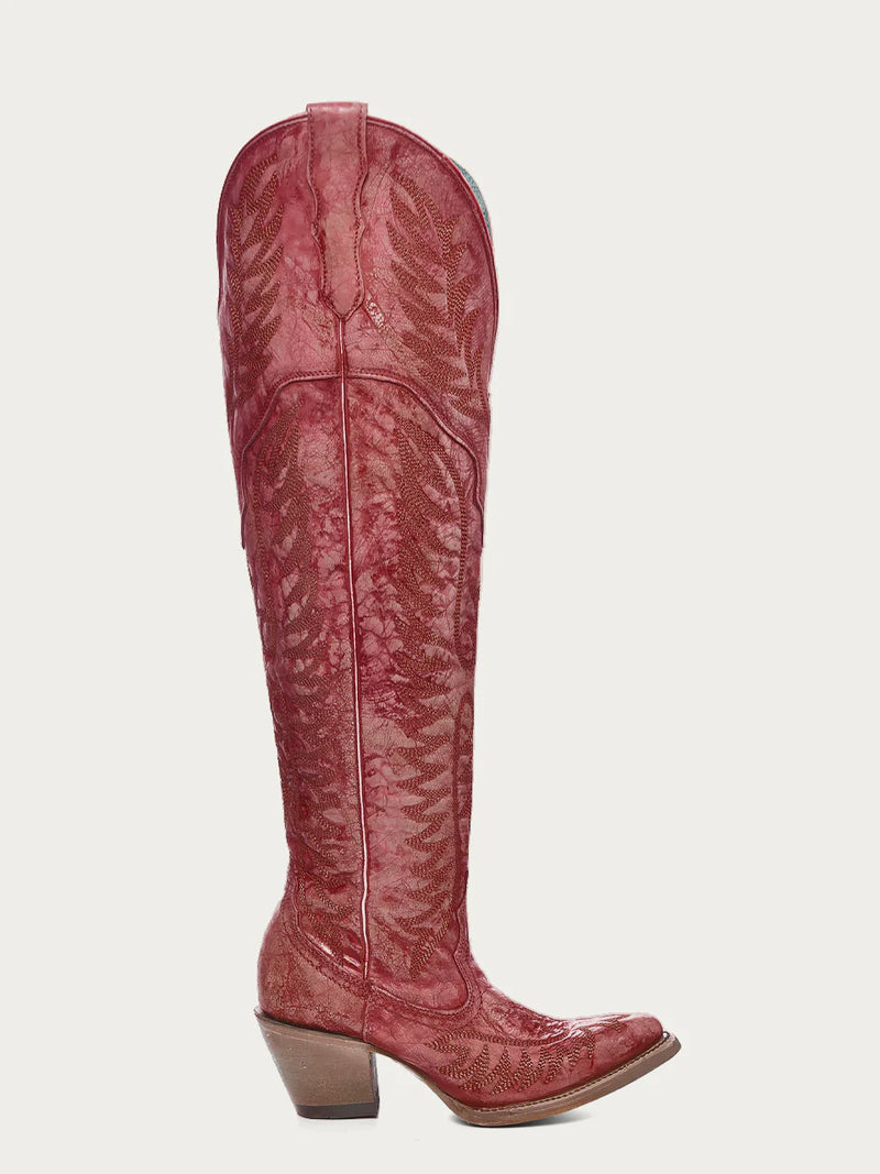 Tall Distressed Embroidered Boot-Boots-Corral Boots-6-Inspired Wings Fashion