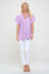 V-Neck Top w/ Side Slits-Shirts & Tops-Adrienne-Small-Barbie Mamba-Inspired Wings Fashion