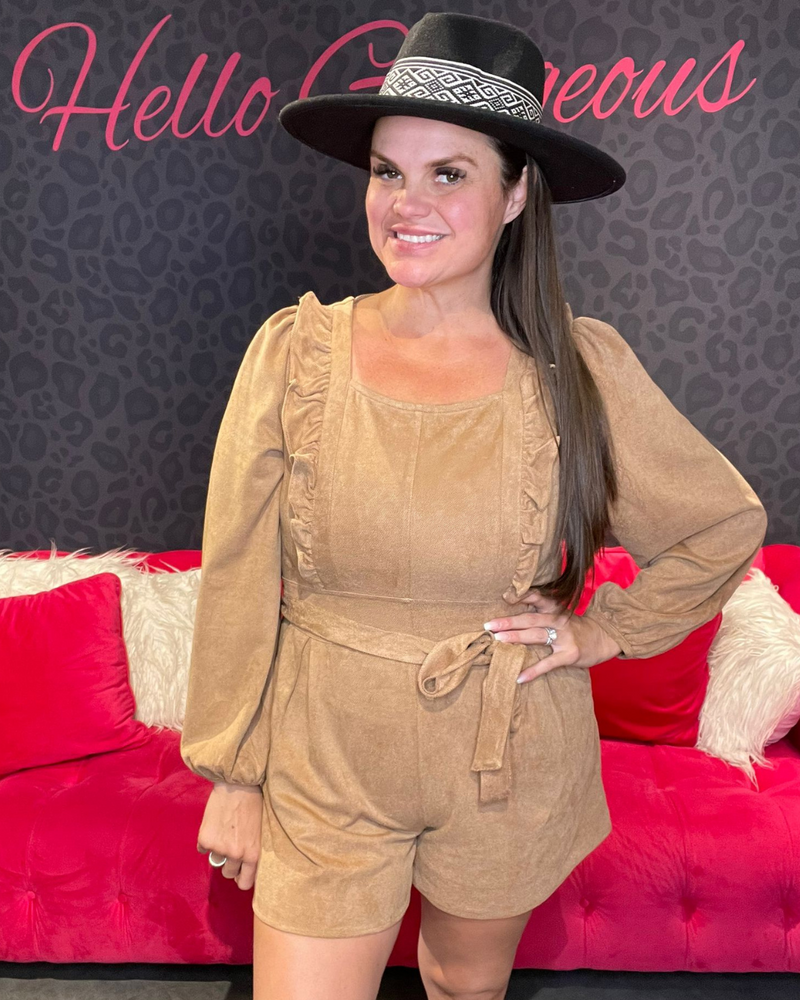 Woven Romper-Romper-She + Sky-Small-Camel-Inspired Wings Fashion