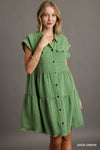 Snow Washed Ruffle Dress-Dresses-Umgee-Small-Sage Green-Inspired Wings Fashion